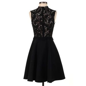 Aijek high neck black fit and flare cocktail dress, size Small (1)
